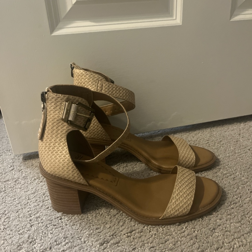 Beige Strappy Block Heel Sandals